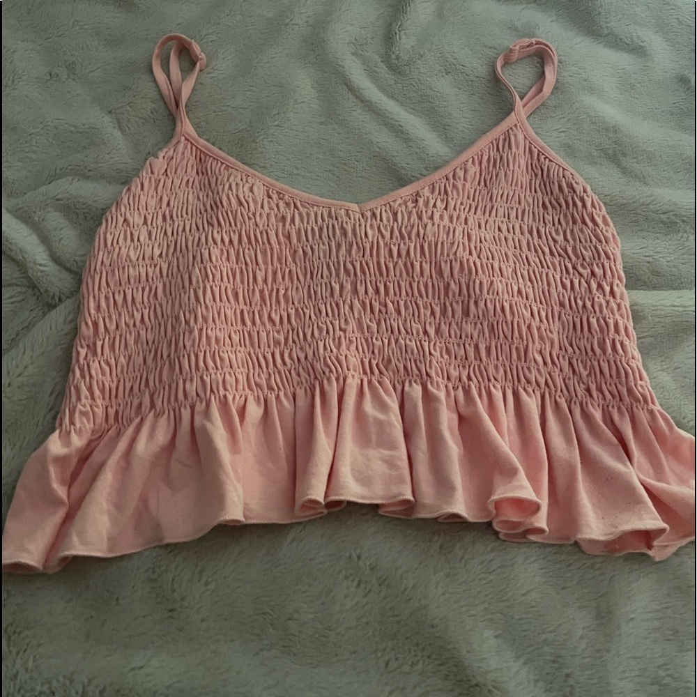 forever 21 ruffled pink cropped tank